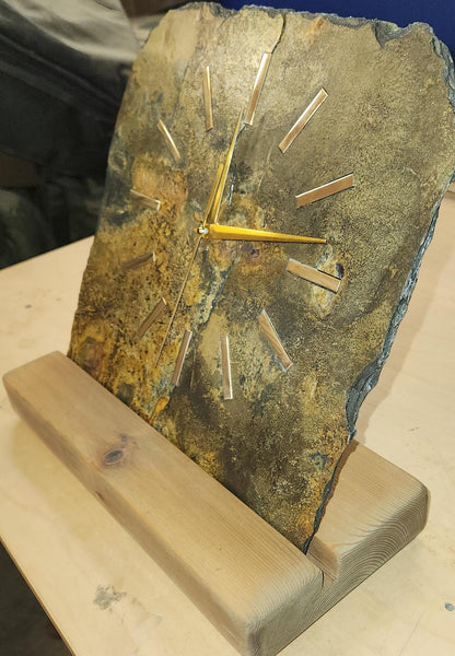 Real Slate Standing Clock with Brass Hour Indicators