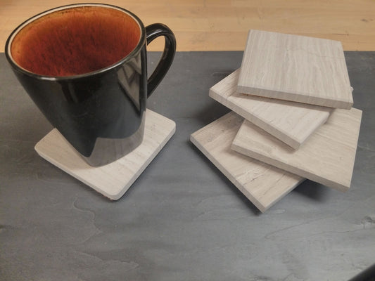 Lined Grey Marble Coaster
