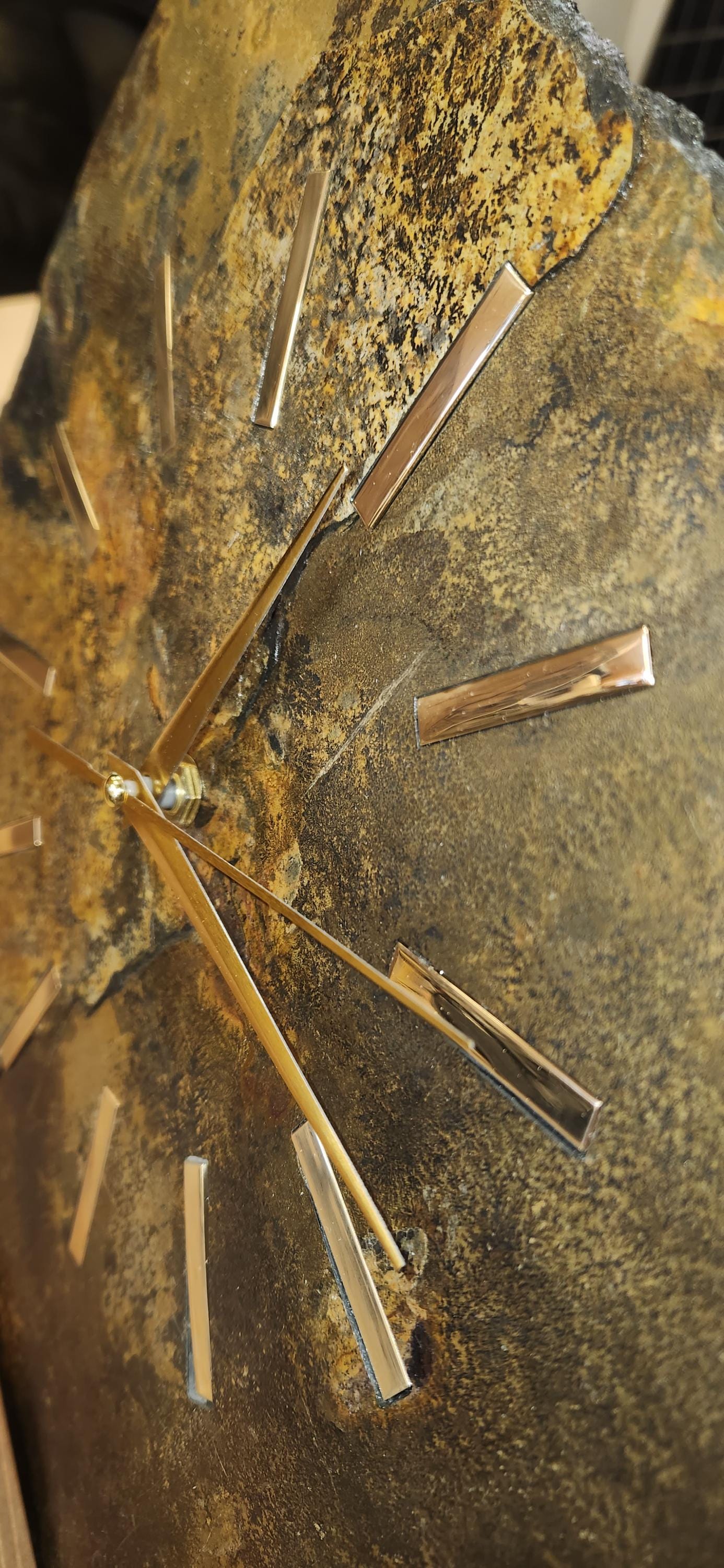 Real Slate Standing Clock with Brass Hour Indicators