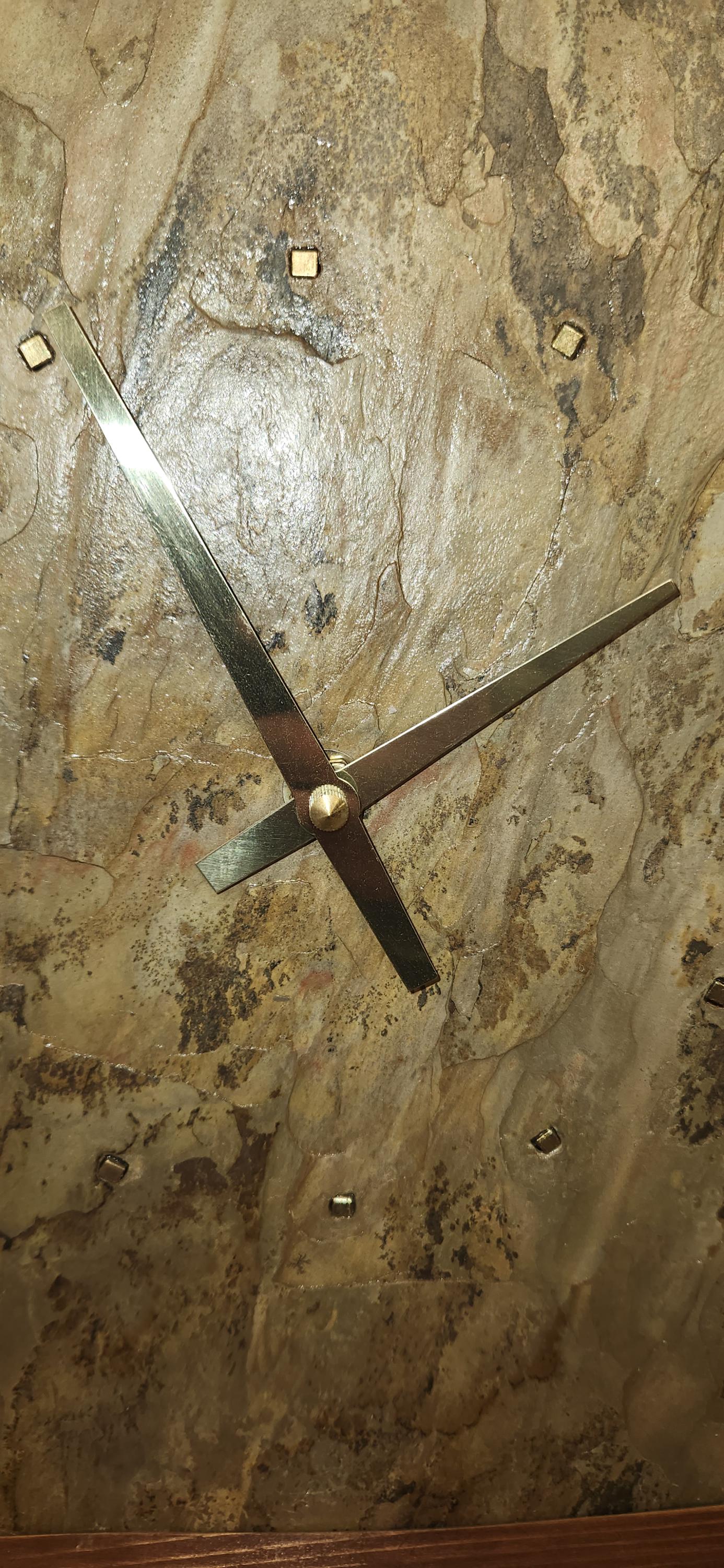 Real Slate Standing Clock with Metal-Like Hour Indicators