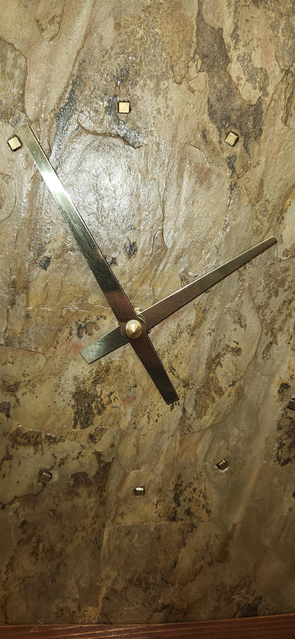 Real Slate Standing Clock with Metal Hour Indicators