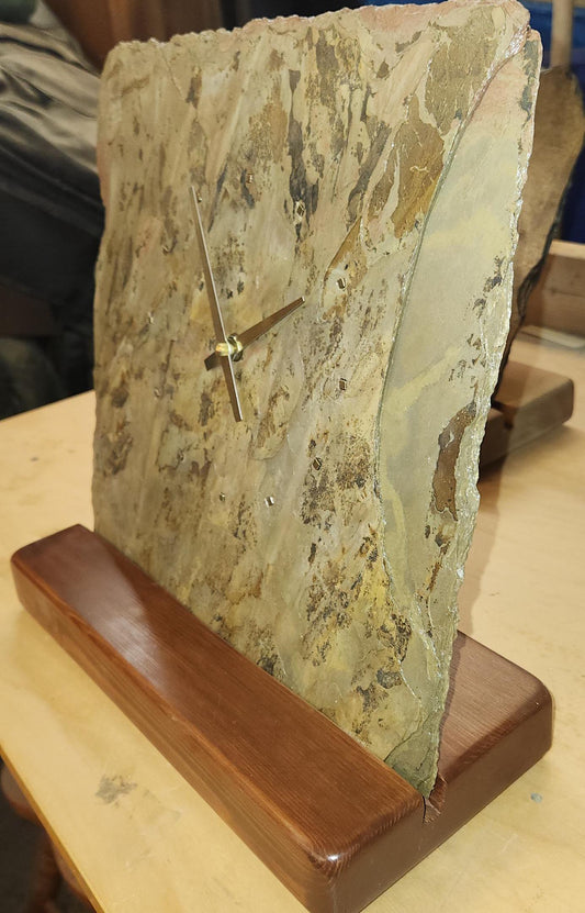 Real Slate Standing Clock with Metal-Like Hour Indicators