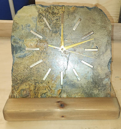 Real Slate Standing Clock with Brass Hour Indicators